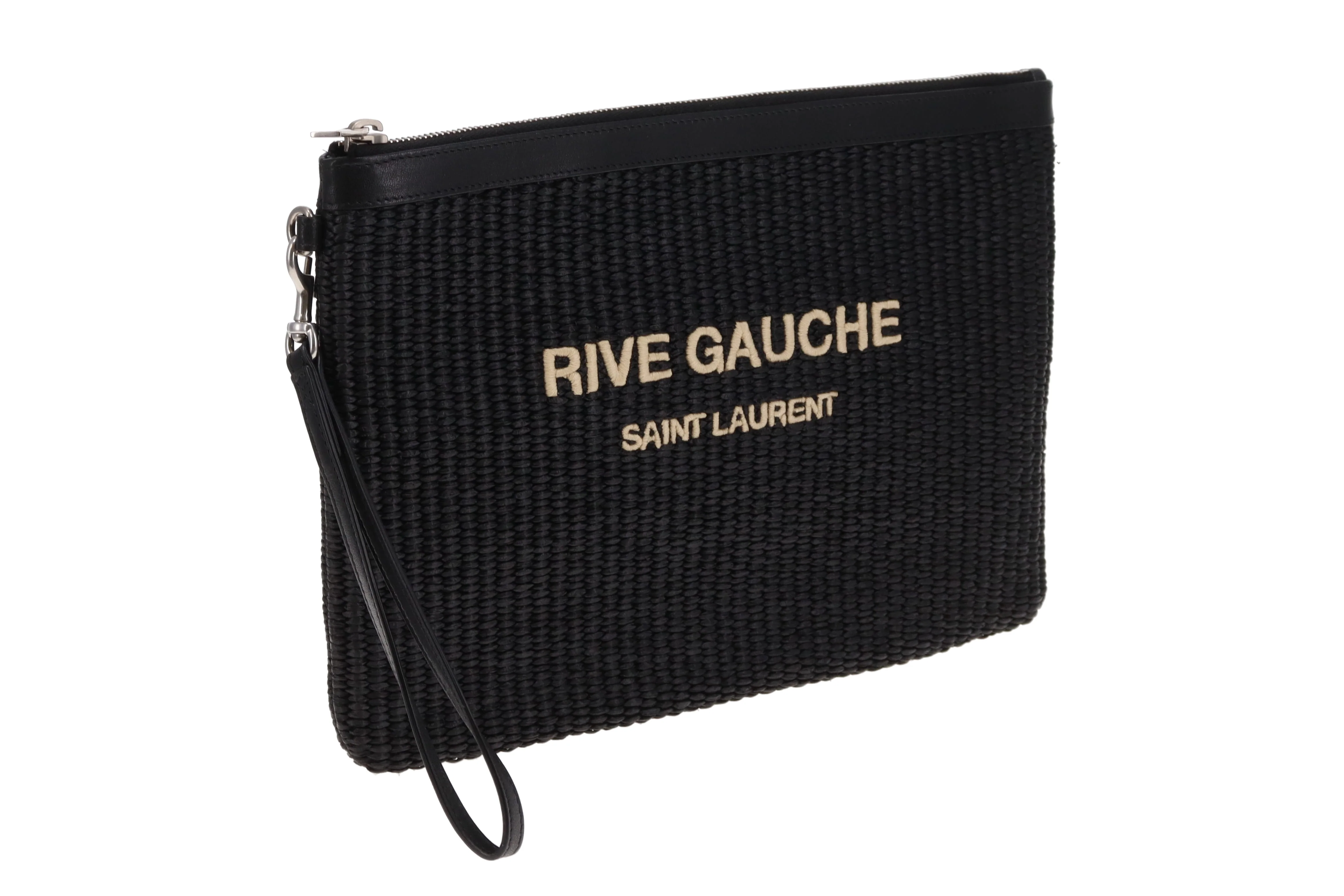 Saint Laurent Rive Gauche Raffia Pouch - Image 3
