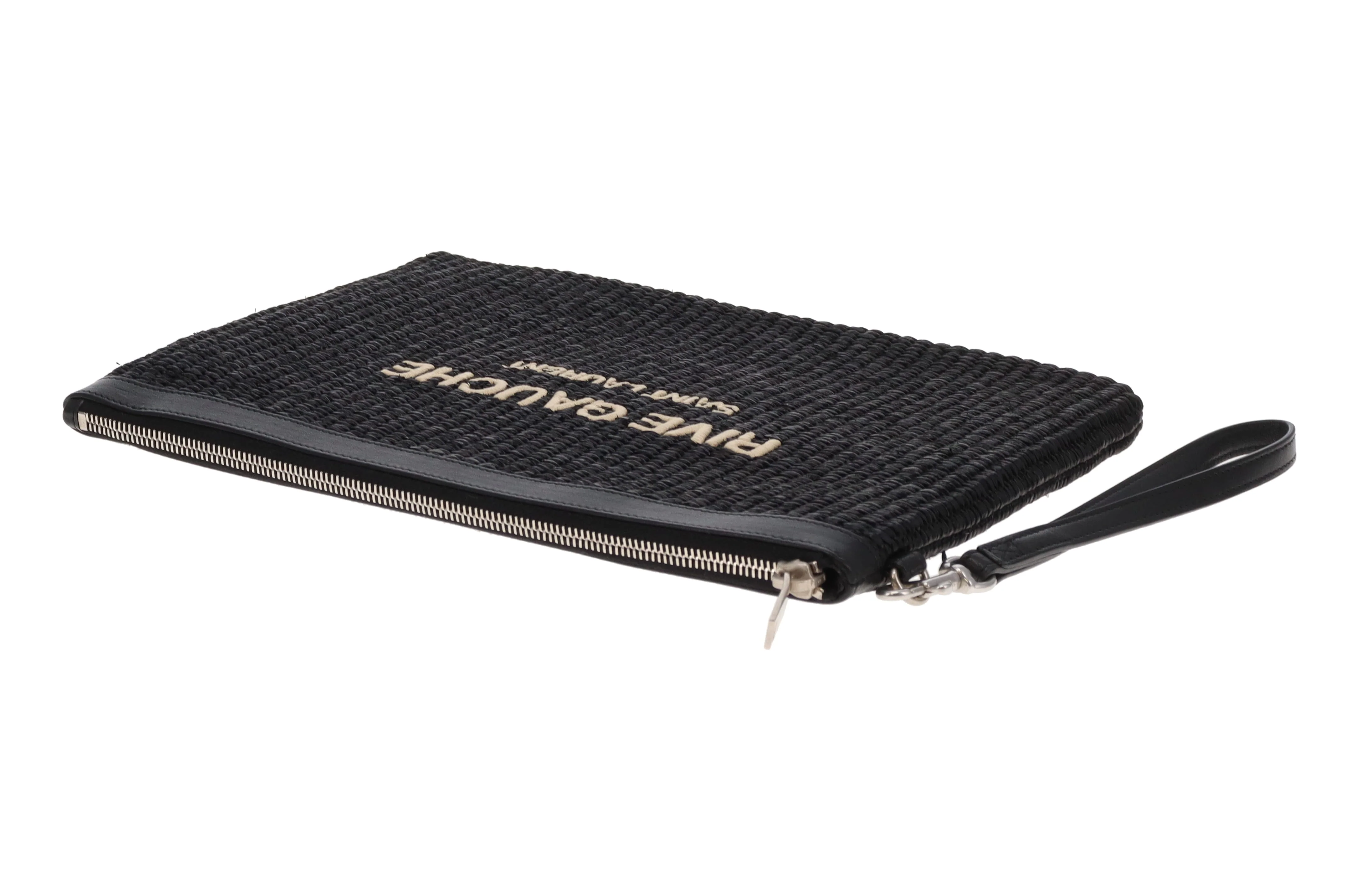 Saint Laurent Rive Gauche Raffia Pouch - Image 9