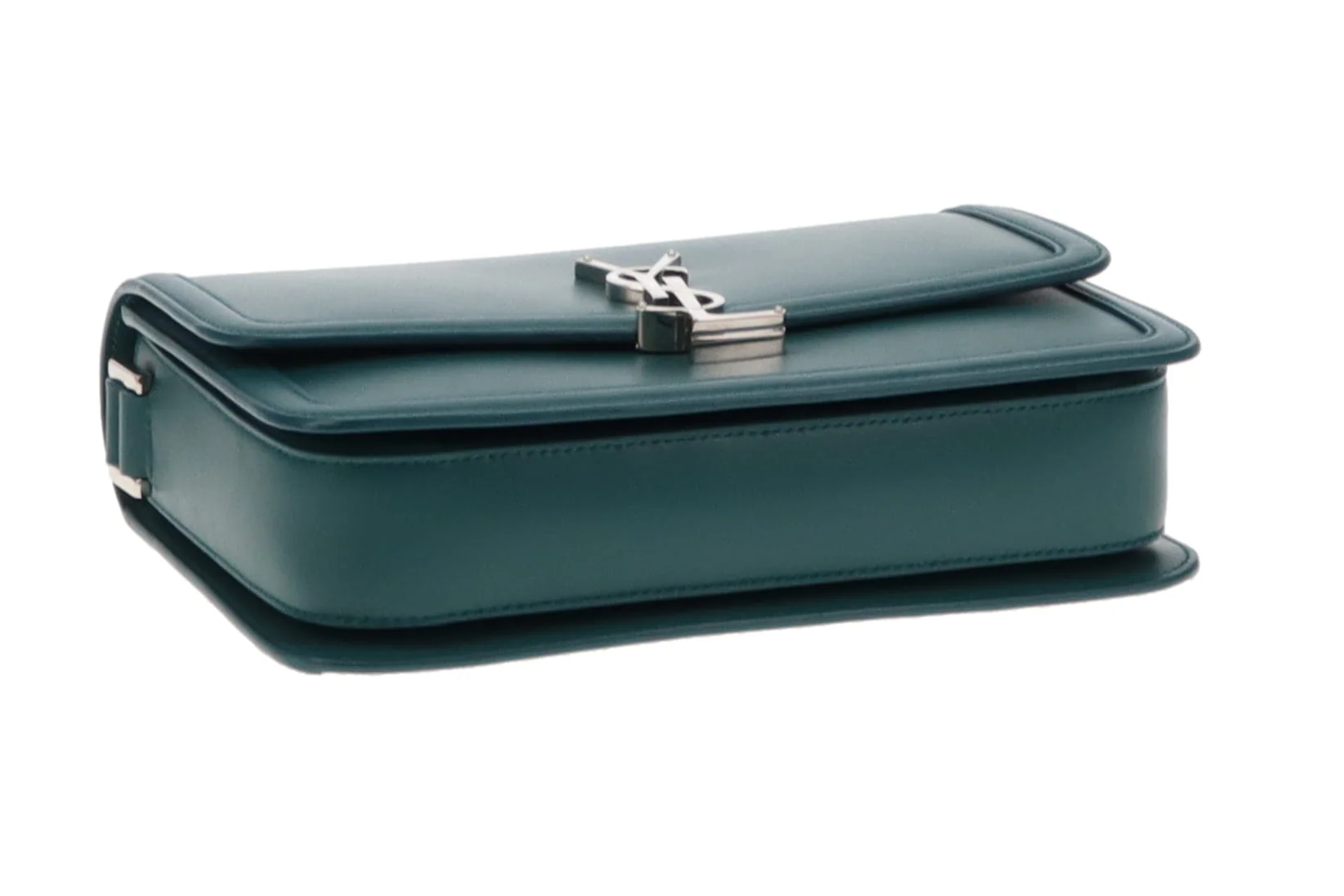 Saint Laurent Solferino Teal Box Leather Medium Satchel 2020 - Image 11