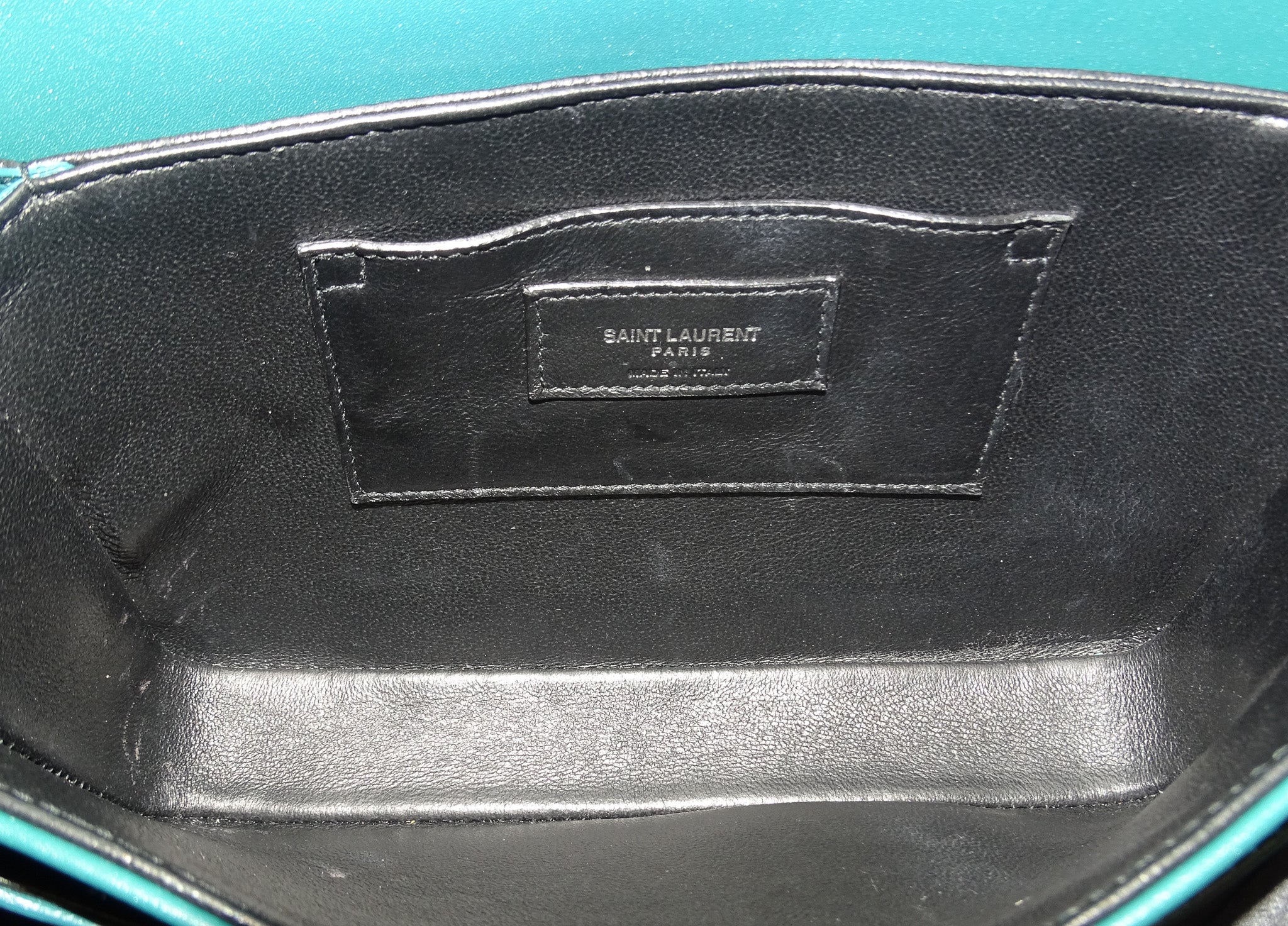 Saint Laurent Solferino Teal Box Leather Medium Satchel 2020 - Image 12