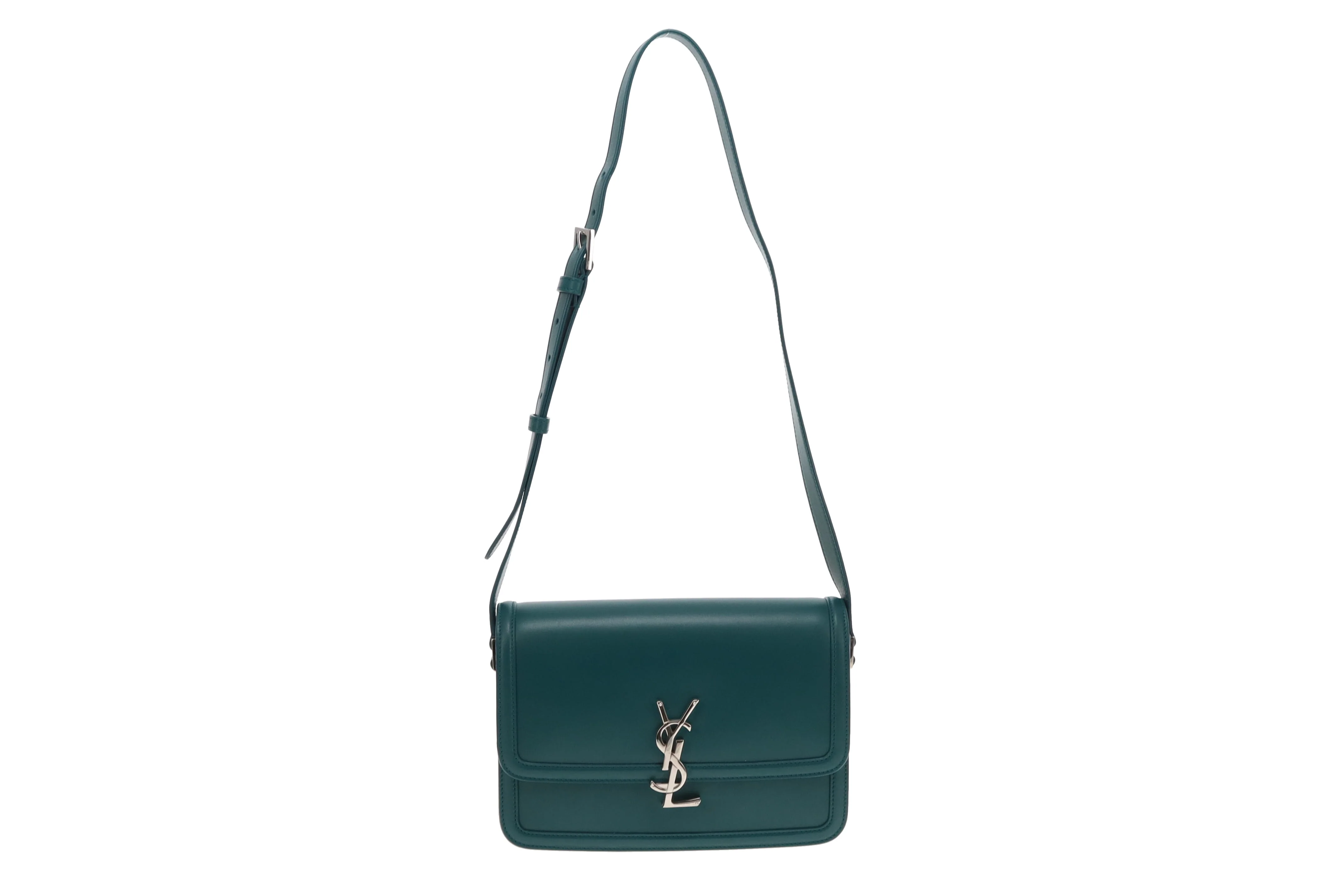 Saint Laurent Solferino Teal Box Leather Medium Satchel 2020 - Image 3