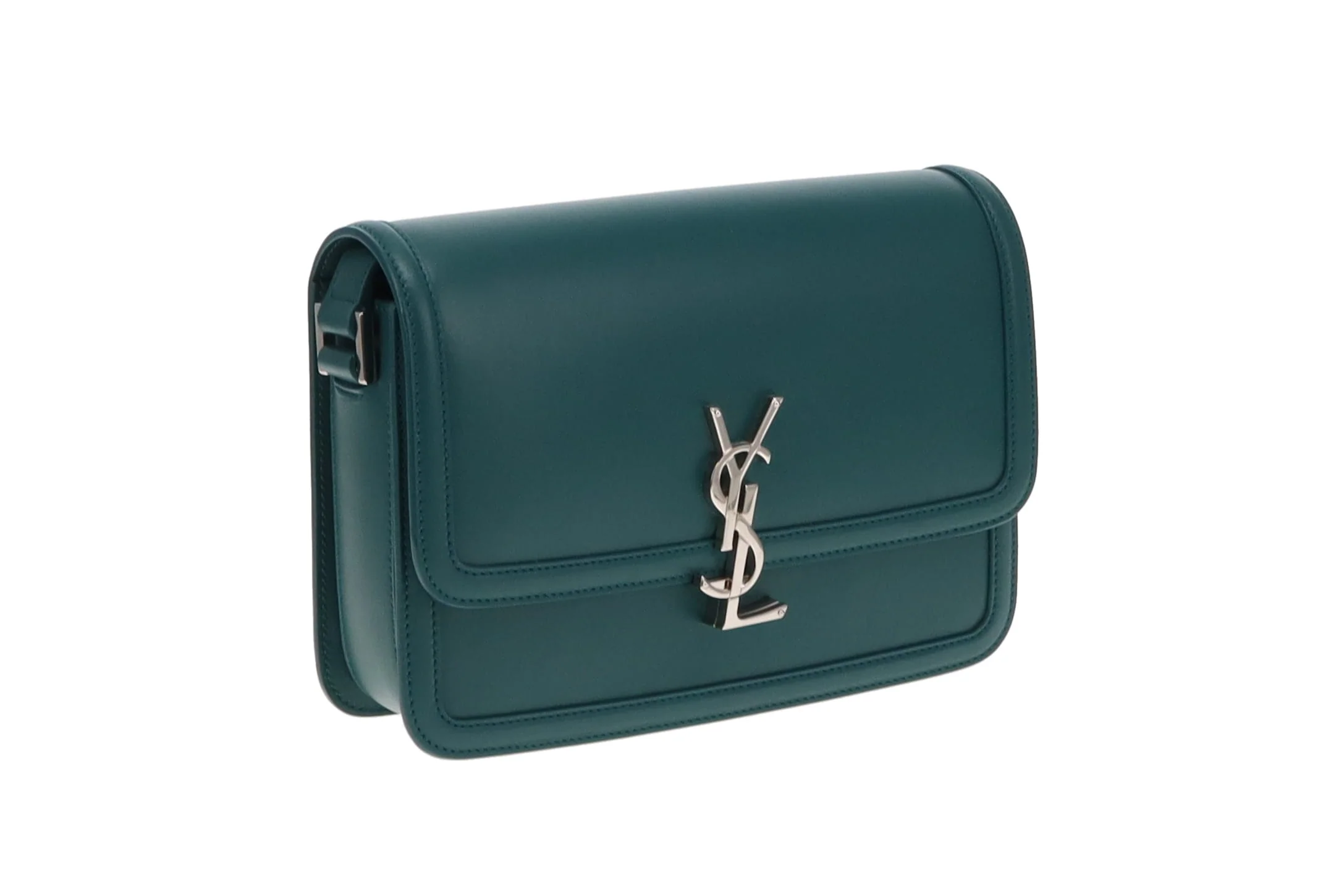 Saint Laurent Solferino Teal Box Leather Medium Satchel 2020 - Image 4