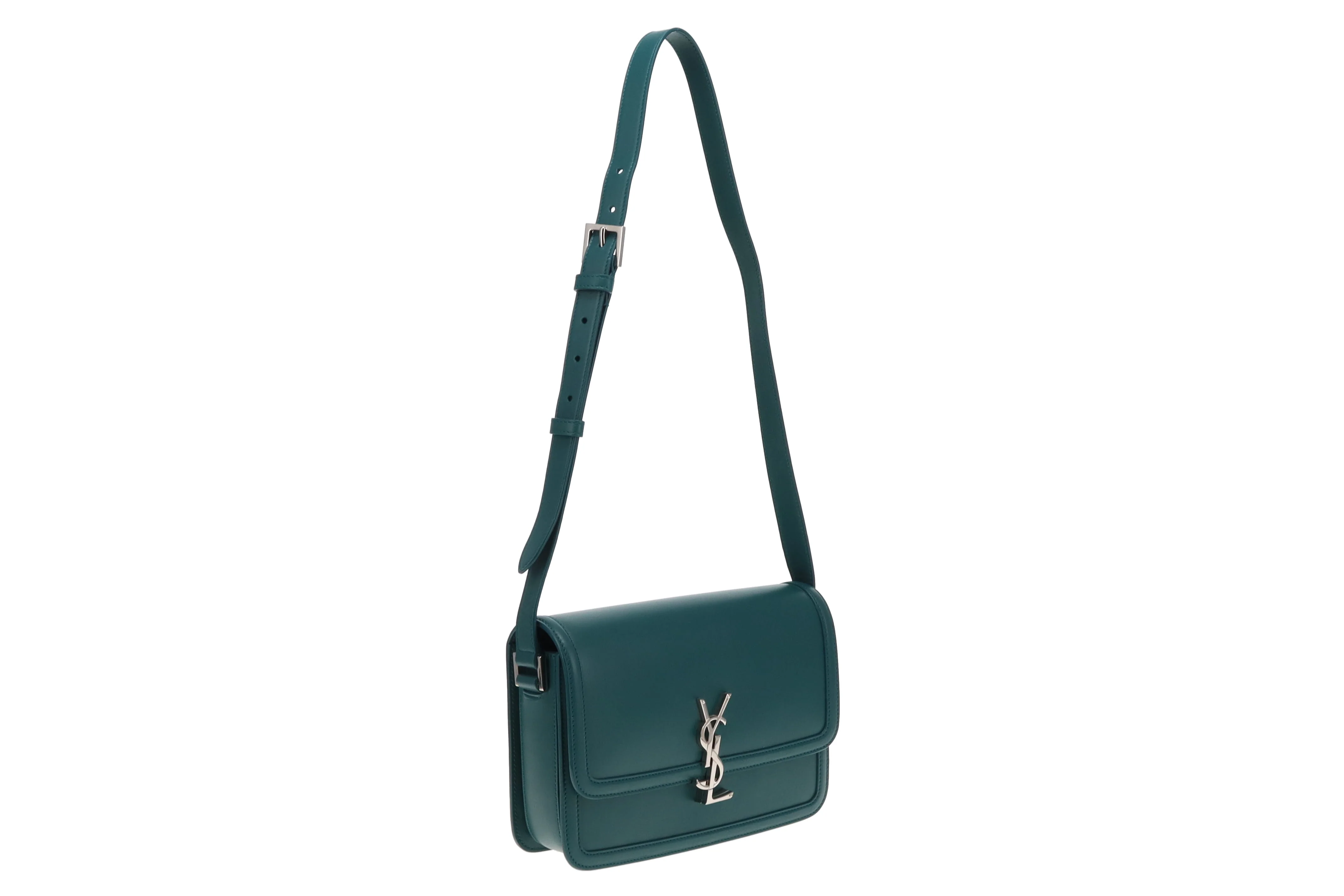 Saint Laurent Solferino Teal Box Leather Medium Satchel 2020 - Image 5