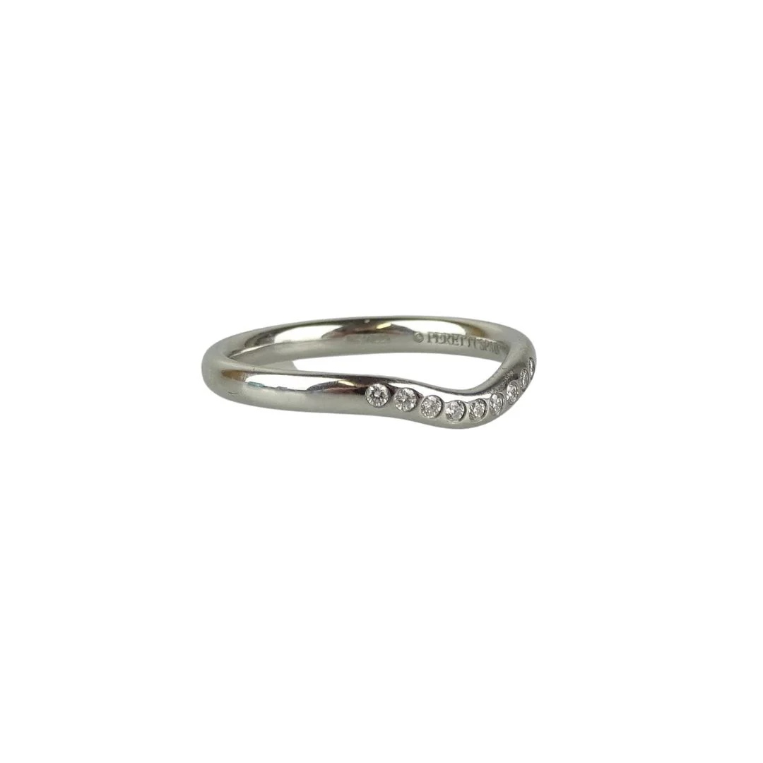 Tiffany & Co Elsa Peretti® Wedding Band Ring In Platinum With .06 Diamond Weight (Size 49) - Image 4