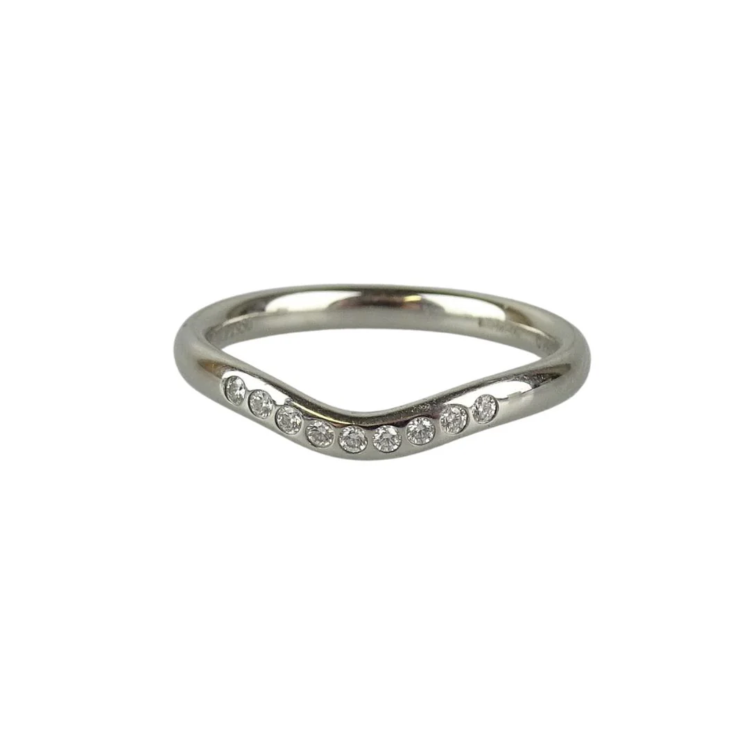 Tiffany & Co Elsa Peretti® Wedding Band Ring In Platinum With .06 Diamond Weight (Size 49) - Image 7