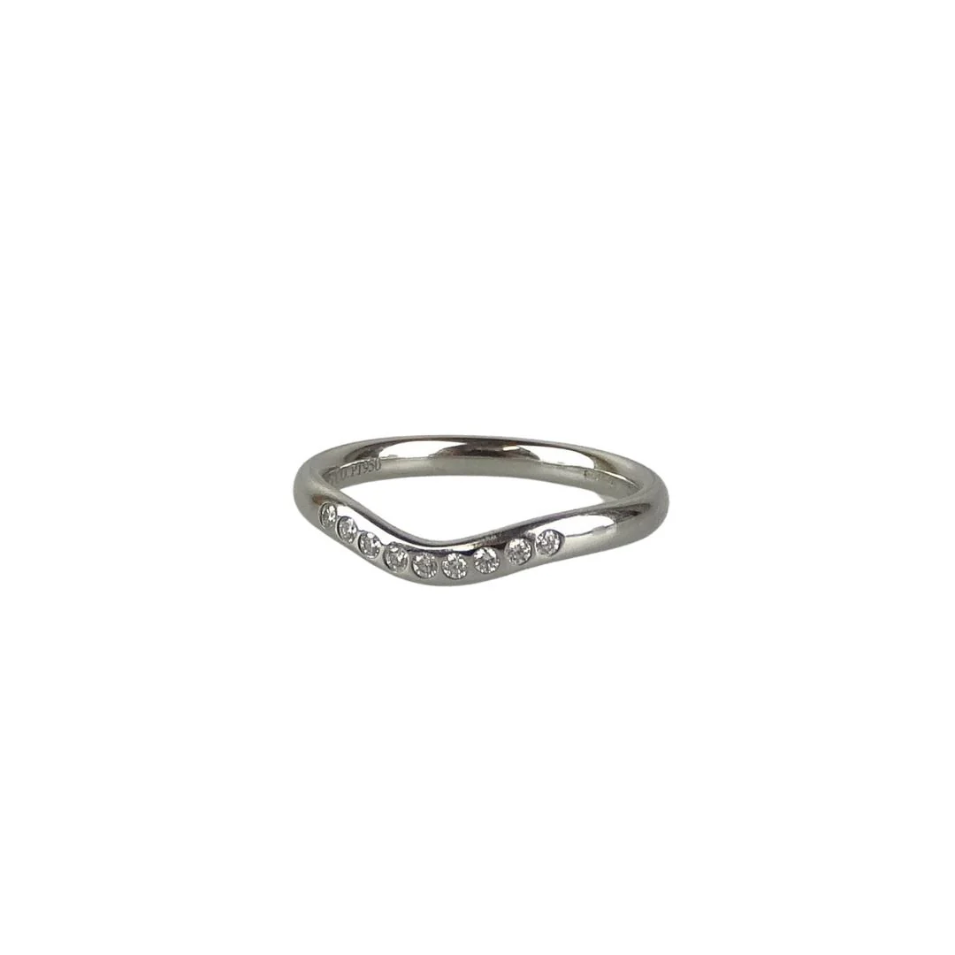 Tiffany & Co Elsa Peretti® Wedding Band Ring In Platinum With .06 Diamond Weight (Size 49) - Image 9