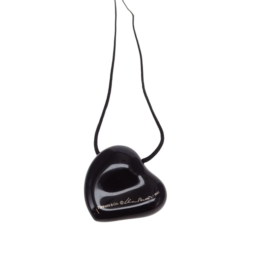 Tiffany & Co Full Heart Pendant Elsa Peretti Ruthenium & Copper On Rope - Image 3