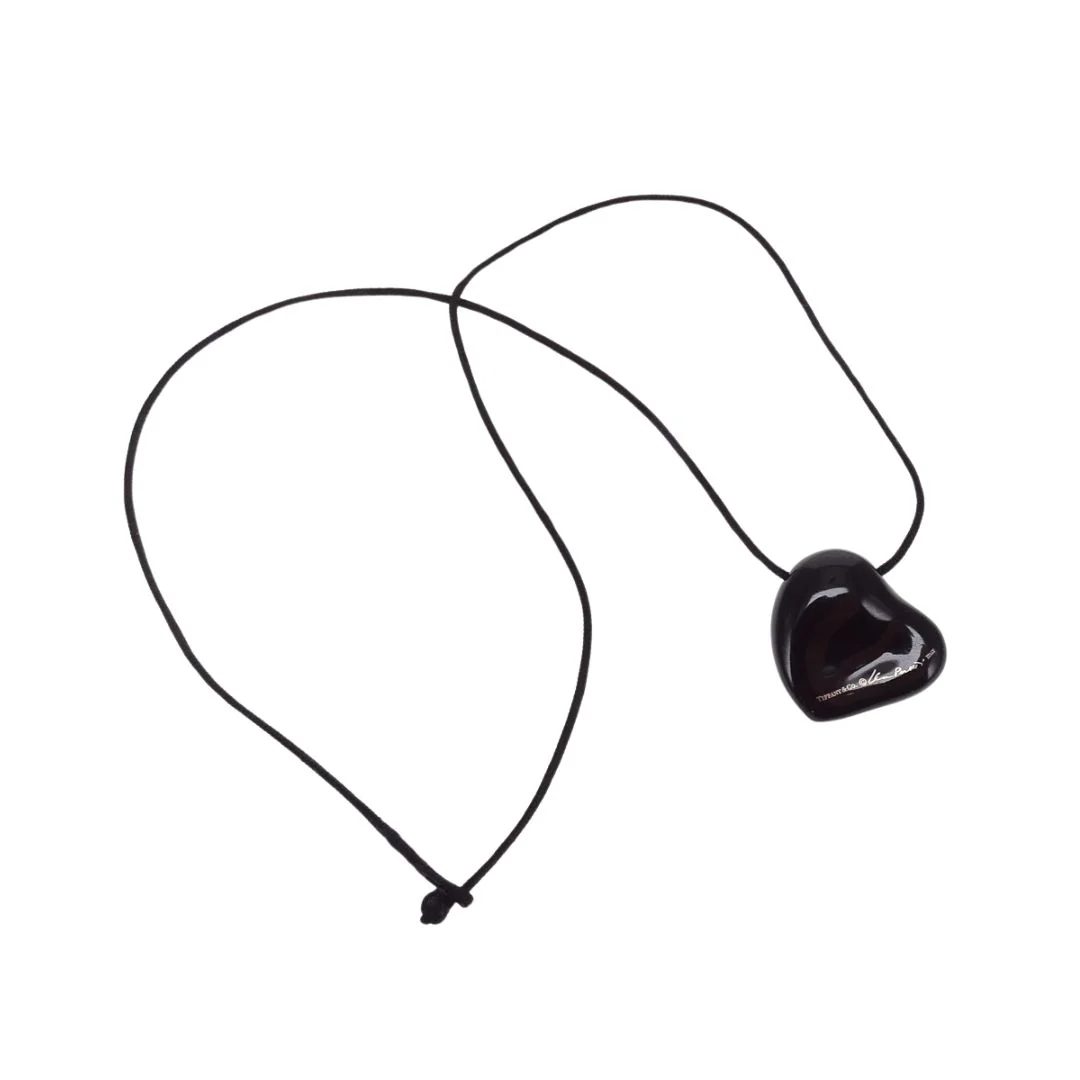 Tiffany & Co Full Heart Pendant Elsa Peretti Ruthenium & Copper On Rope - Image 5