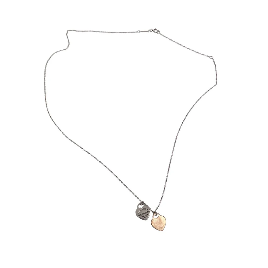 Tiffany & Co Mini Heart Tag RTT Necklace Sterling Silver and Rose Gold - Image 4