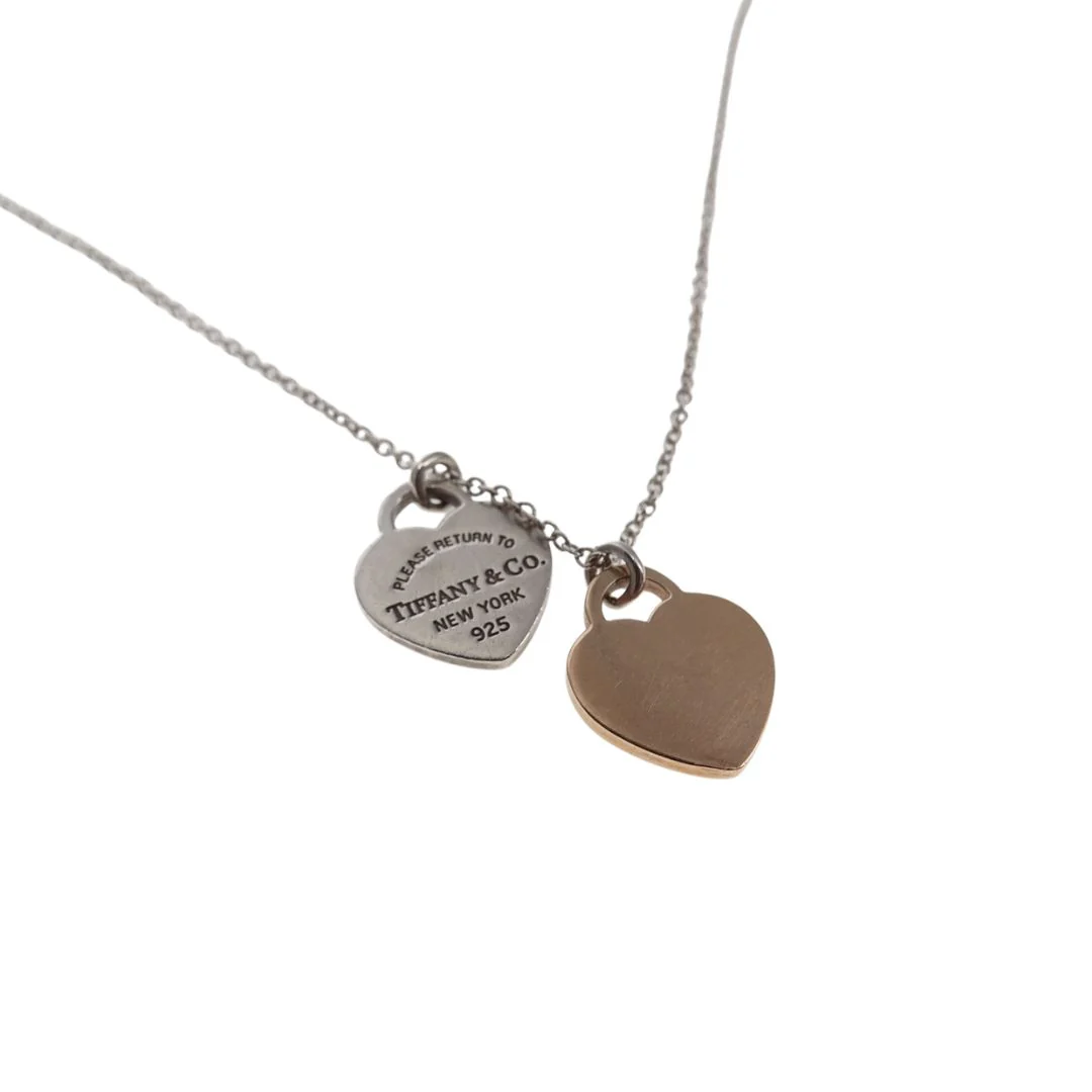 Tiffany & Co Mini Heart Tag RTT Necklace Sterling Silver and Rose Gold - Image 5