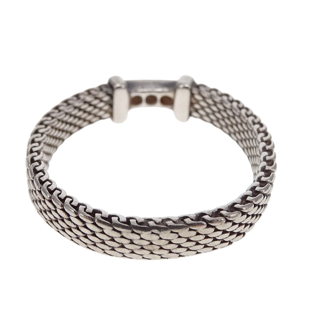 Tiffany & Co. Somerset Mesh Diamond Ring in Silver (Size 54) - Image 3