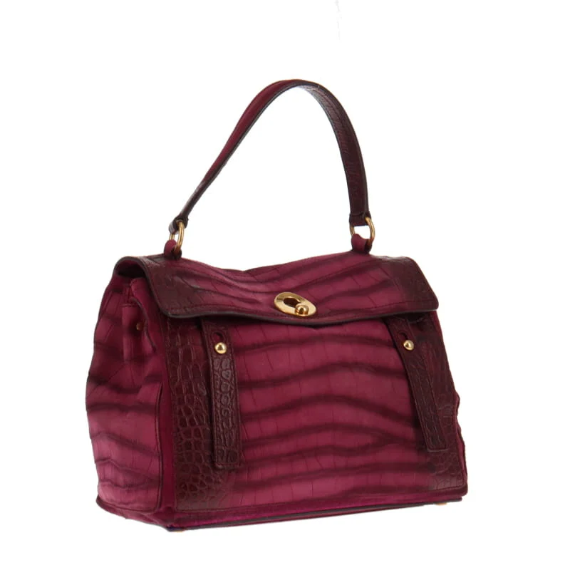 YSL Muse Two Fuschia Croc Embossed Nubuck - Image 4