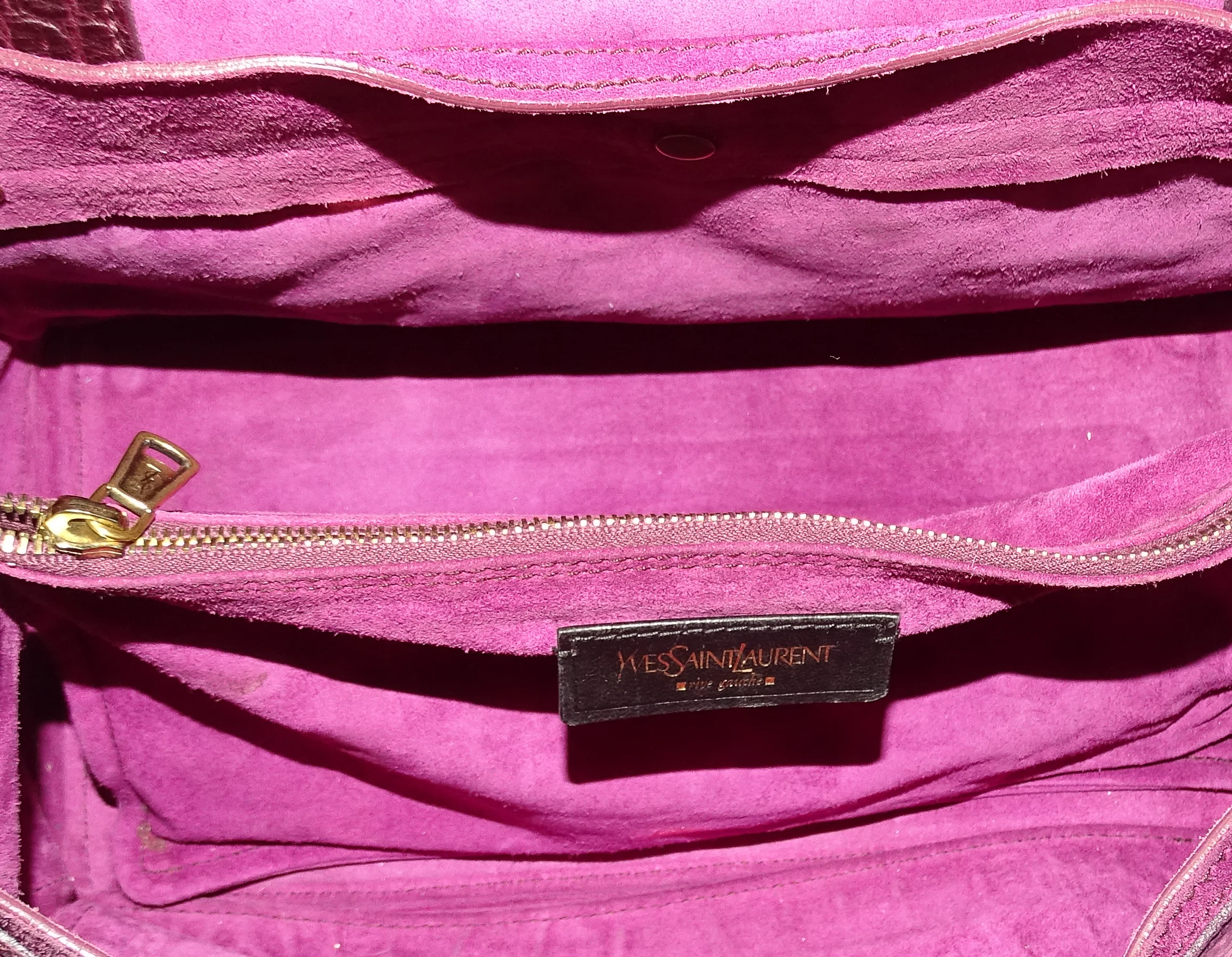 YSL Muse Two Fuschia Croc Embossed Nubuck - Image 9