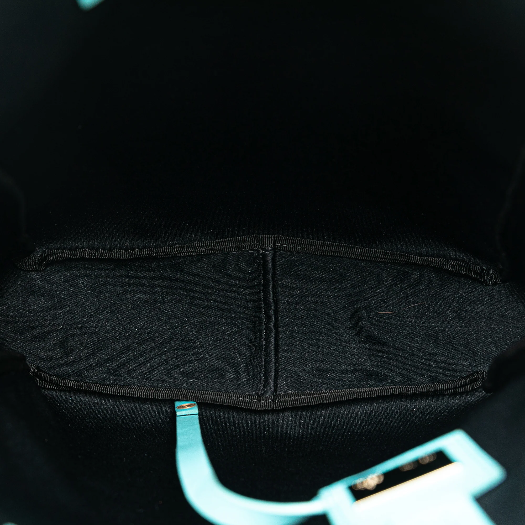 Fendi Black Zucchino Canvas Blue Leather Trim Tote - Image 7